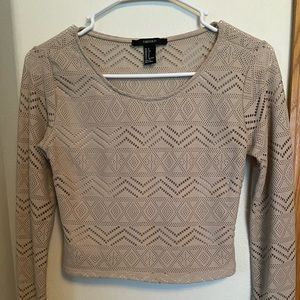Forever 21 tan long sleeve crop top
